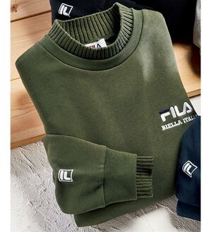 「＜フィラ＞技ありニット使いトレーナー（メンズトレーナー）」｜カーキ