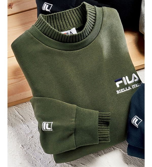 「＜フィラ＞技ありニット使いトレーナー（メンズトレーナー）」｜カーキ