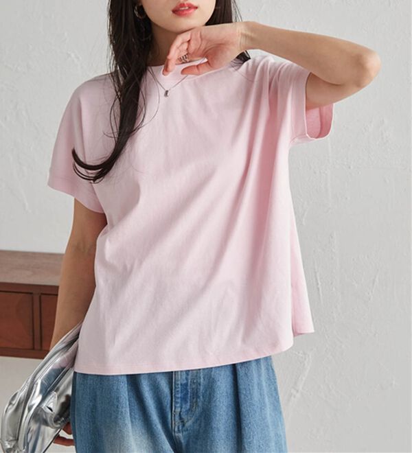 RANAN（ラナン）の「【選べる袖丈】【ひんやり・ＵＶ】＜BC＞綿100％プチハイネックＴシャツ（カットソー）」｜詳細画像