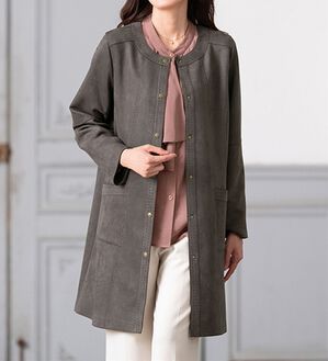 ルフラン（ルフラン）の「ストレッチスエード調ロングジャケット＜カルアージュ＞（その他ジャケット）」｜詳細画像