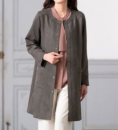 ルフラン（ルフラン）の「ストレッチスエード調ロングジャケット＜カルアージュ＞（その他ジャケット）」