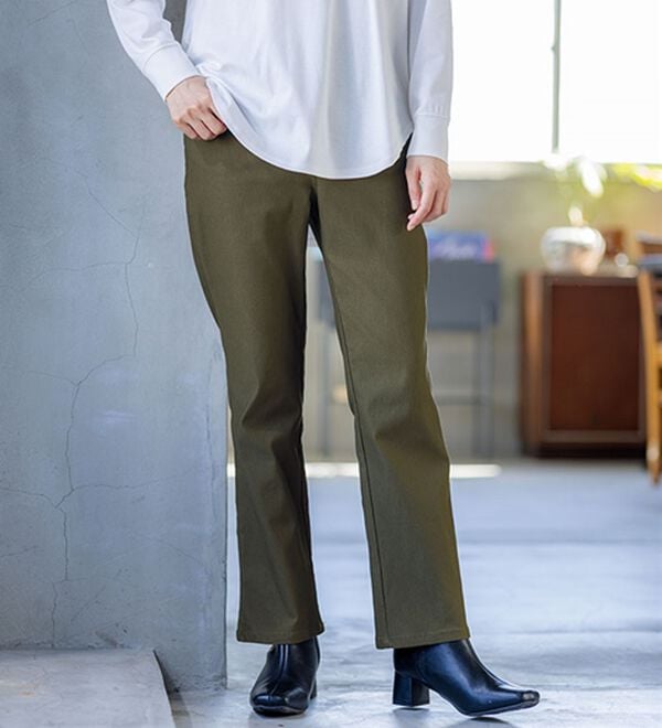 BELLUNA（ベルーナ）の「【選べる裏起毛】静電気防止！ヘリンボーンブーツカットパンツ（フルレングスパンツ）」｜詳細画像