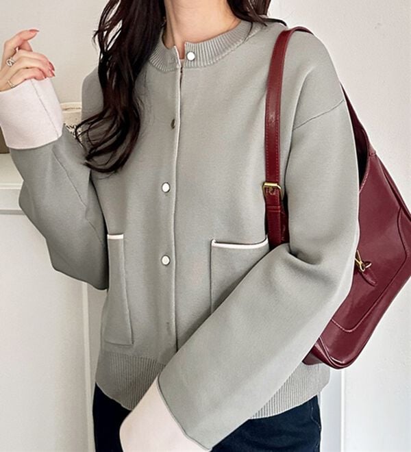 GeeRA（ジーラ）の「配色カラーニットカーディガン（ニットカーディガン）」｜詳細画像