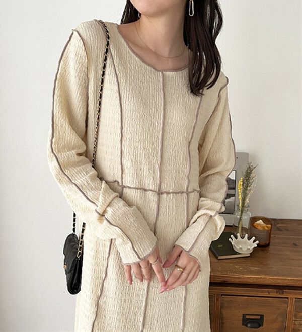 GeeRA（ジーラ）の「配色メローワンピース（カットソーワンピース）」｜詳細画像