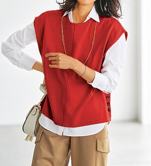 BELLUNA（ベルーナ）の「ベスト付ニットチュニックアンサンブル（アンサンブル）」｜詳細画像