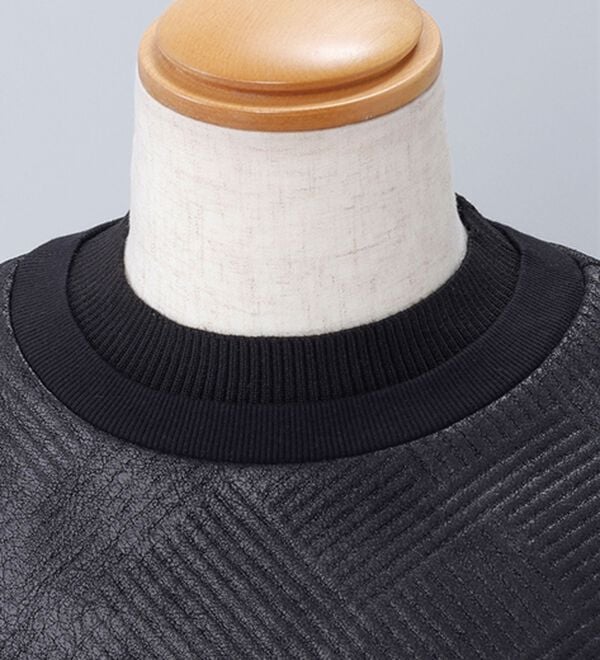 「＜コムルヴァン・オム＞ふくれジャカードレザー風トレーナー（メンズトレーナー）」｜詳細画像