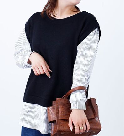 BELLUNA（ベルーナ）の「あぜ素材シャツフェイクチュニック（チュニック）」