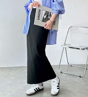 GeeRA（ジーラ）の「きれいシルエットで動きやすい！スポンディッシュニットスカート（ロングスカート）」｜詳細画像