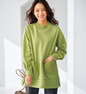 BELLUNA（ベルーナ）の「裏起毛素材ニット切替チュニック（チュニック）」｜詳細画像