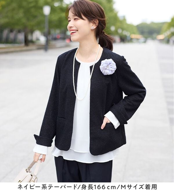 Viola e Viola（ヴィオラ エ ヴィオラ）の「【選べるボトムス】２点セット洗える！ツイードセットアップスーツ（パンツスーツ）」｜詳細画像