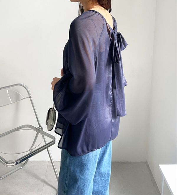 GeeRA（ジーラ）の「バックリボンシアーブラウス（ブラウス）」｜詳細画像