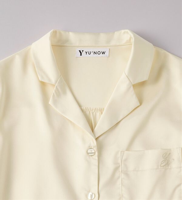 YU'NOW（ユナウ）の「【上下２点セット】ふんわりシルエットサテンシャツパジャマ（パジャマ・ルームウェア）」｜詳細画像