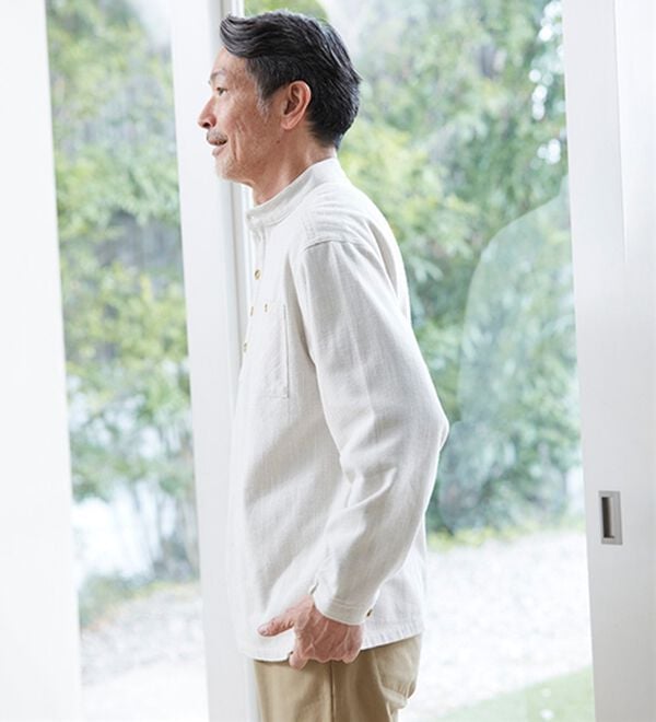「ざっくり木綿のふんわり起毛シャツ（メンズシャツ）」｜詳細画像