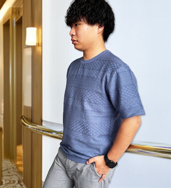「綿１００％アイスジャカードＴシャツ（メンズＴシャツ）」｜詳細画像
