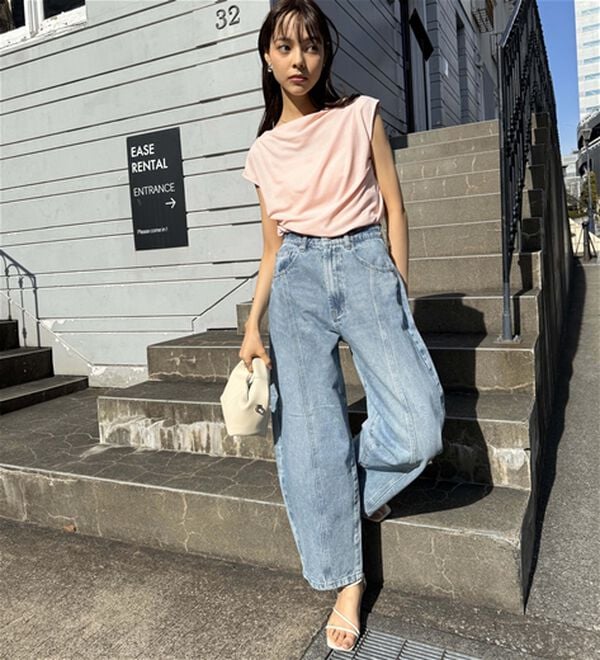 RANAN（ラナン）の「【ひんやり・ＵＶ】タックドレープフレンチスリーブカットソー（Tシャツ）」｜詳細画像