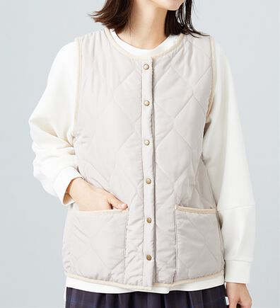 BELLUNA（ベルーナ）の「【洗える！】裏ファー素材中わたキルトベスト（ベスト）」