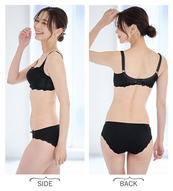 LAVIENNE（ラヴィエンヌ）の「レーシー脇高スッキリブラ＆ショーツ（ブラジャー＆ショーツセット）」｜詳細画像