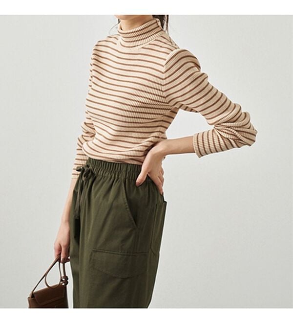 BELLUNA（ベルーナ）の「＜＆ｃｏｃｏｃｈｉ＞ハピネスコットン100％&times;吸湿発熱リブタートルニット（ニット・セーター）」｜詳細画像