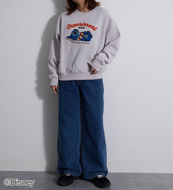 BELLUNA（ベルーナ）の「＜Ｄｉｓｎｅｙ＞【スティッチ】さがら刺しゅう裏起毛ゆったりトレーナー（トレーナー・スウェット）」｜詳細画像