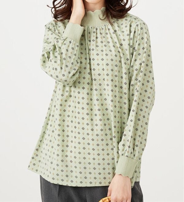 BELLUNA（ベルーナ）の「衿＆袖ニット使い美人顔ブラウス（ブラウス）」｜詳細画像