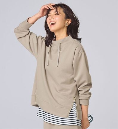 BELLUNA（ベルーナ）の「なめらかタッチ！もっちりん裾ジッププルオーバー（カットソー）」