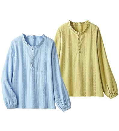 ルフラン（ルフラン）の「【２色組】衿フリルジャカード素材ブラウス（ブラウス）」