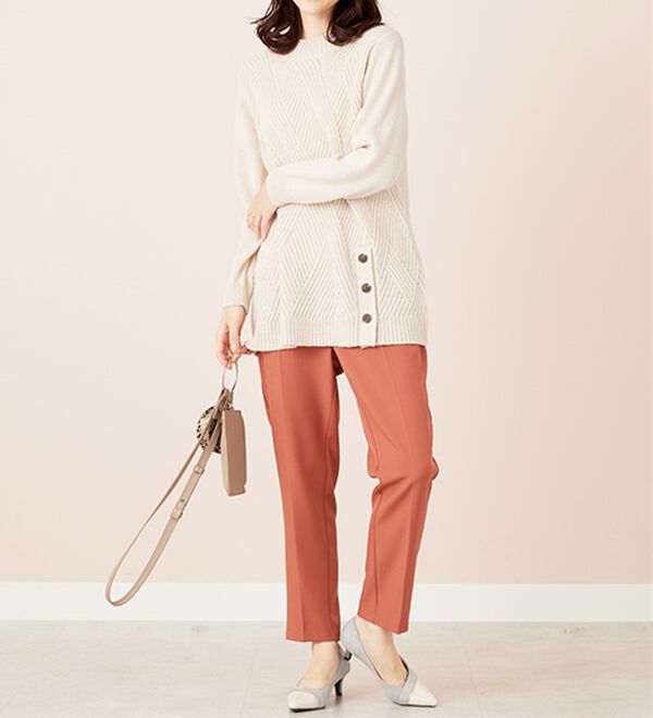 BELLUNA（ベルーナ）の「編地切替サイドボタンチュニック（チュニック）」｜詳細画像