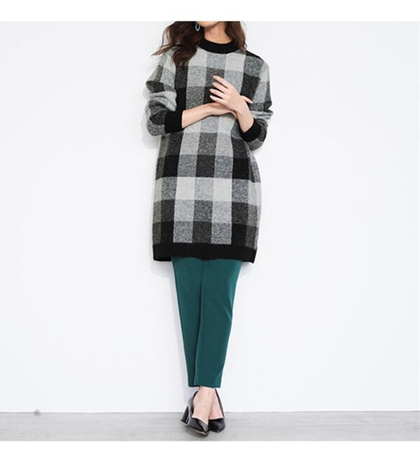 RANAN（ラナン）の「チェック柄ロング丈ニット（チュニック）」｜詳細画像