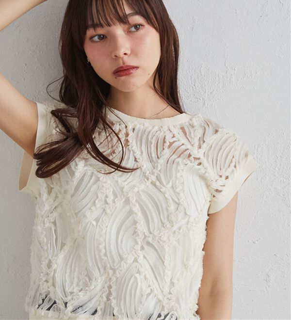 RANAN（ラナン）の「【前後２ＷＡＹ】シアー刺しゅうベスト（ベスト）」｜詳細画像