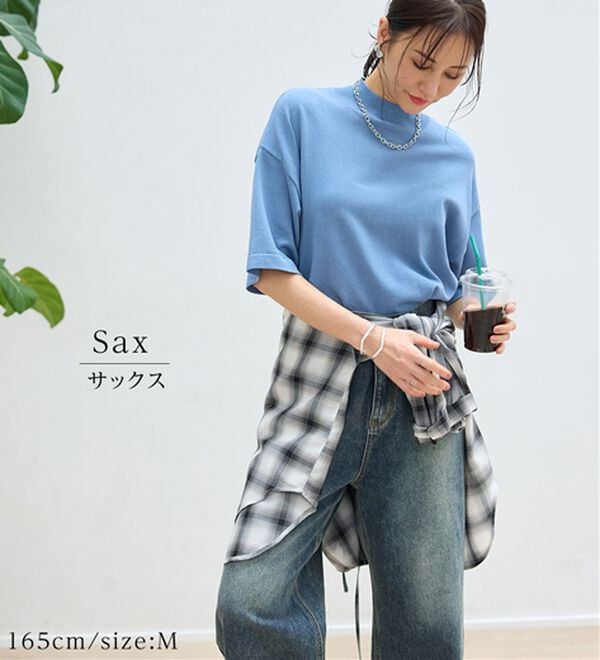 BELLUNA（ベルーナ）の「【選べるデザイン】Ｔシャツが苦手な方に！ひんやり綿混ニットＴ（ニット・セーター）」｜詳細画像