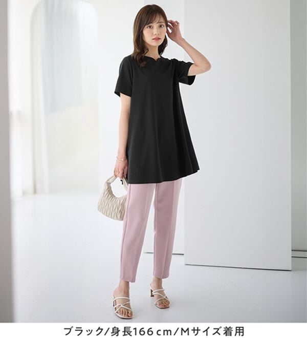alotta（アロッタ）の「【接触冷感】さらっと快適！高見えフレアーロングチュニックＴシャツ（チュニック）」｜詳細画像