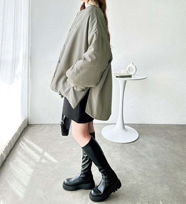 GeeRA（ジーラ）の「【U.S. POLO ASSN.】 ノーカラー中わたブルゾン（ハーフコート）」｜詳細画像