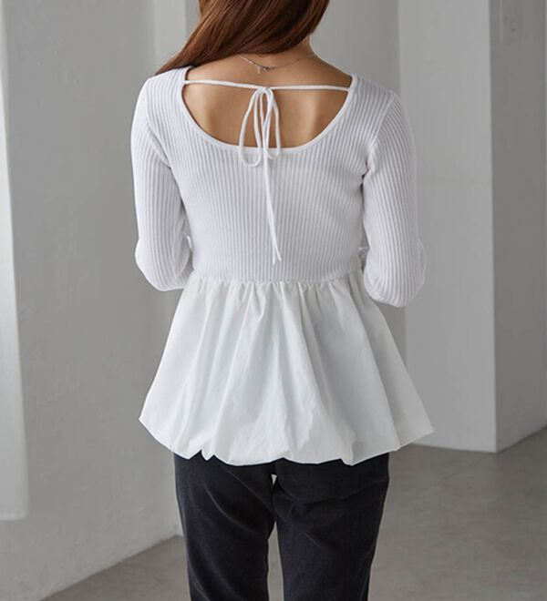 RANAN（ラナン）の「裾バルーンドッキングリブニット（ニット・セーター）」｜詳細画像