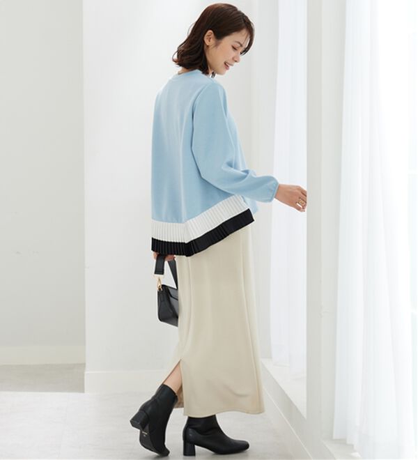 BELLUNA（ベルーナ）の「裾配色プリーツデザインプルオーバー（カットソー）」｜詳細画像