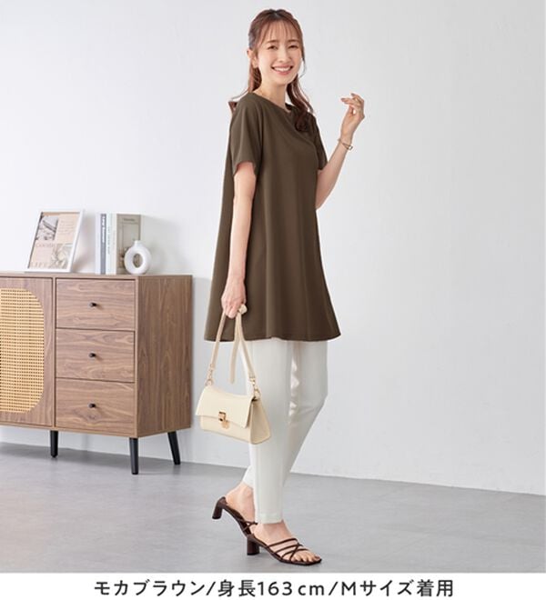 alotta（アロッタ）の「【接触冷感】さらっと快適！高見えフレアーロングチュニックＴシャツ（チュニック）」｜詳細画像