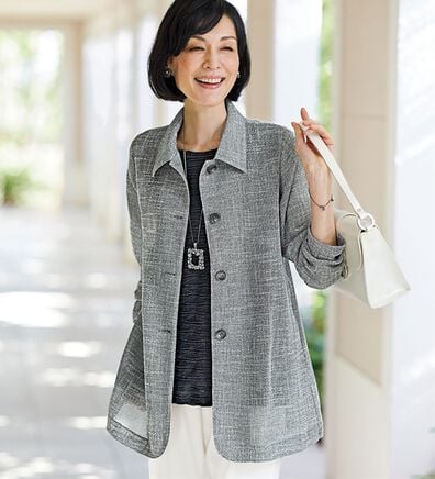 BELLUNA（ベルーナ）の「夏に嬉しいきちんと見え！綿混変化織ジャケットアンサンブル（その他ジャケット）」