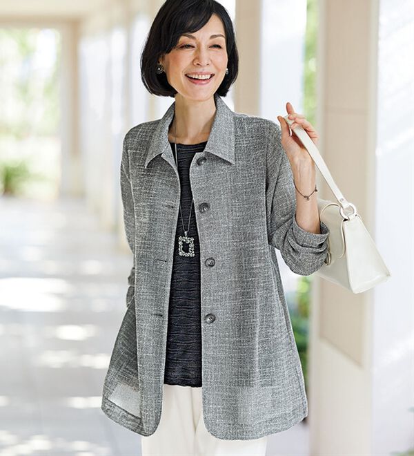 BELLUNA（ベルーナ）の「夏に嬉しいきちんと見え！綿混変化織ジャケットアンサンブル（その他ジャケット）」｜詳細画像