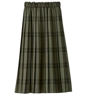 BELLUNA（ベルーナ）の「チェック柄プリーツスカート（ロングスカート）」｜カーキ