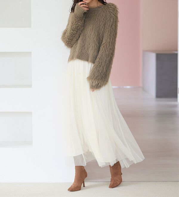 RANAN（ラナン）の「ふわっと可愛いフリルギャザーチュールスカート（ロングスカート）」｜詳細画像