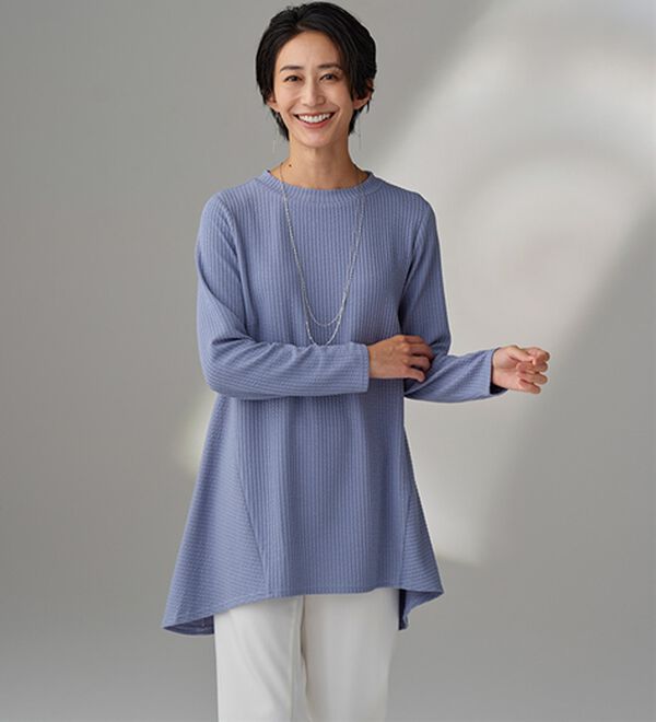 BELLUNA（ベルーナ）の「ふくれ素材フレアーデザインストレッチチュニック（チュニック）」｜詳細画像