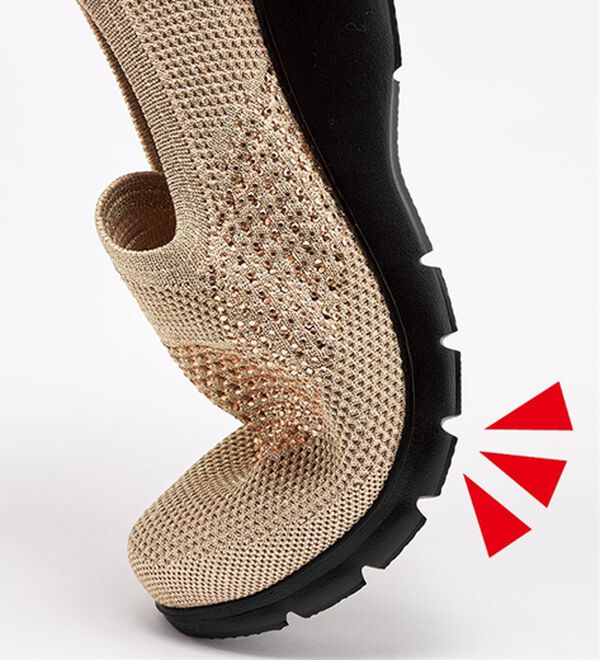 ルフラン（ルフラン）の「ラインストーン付ニットシューズ（パンプス）」｜詳細画像