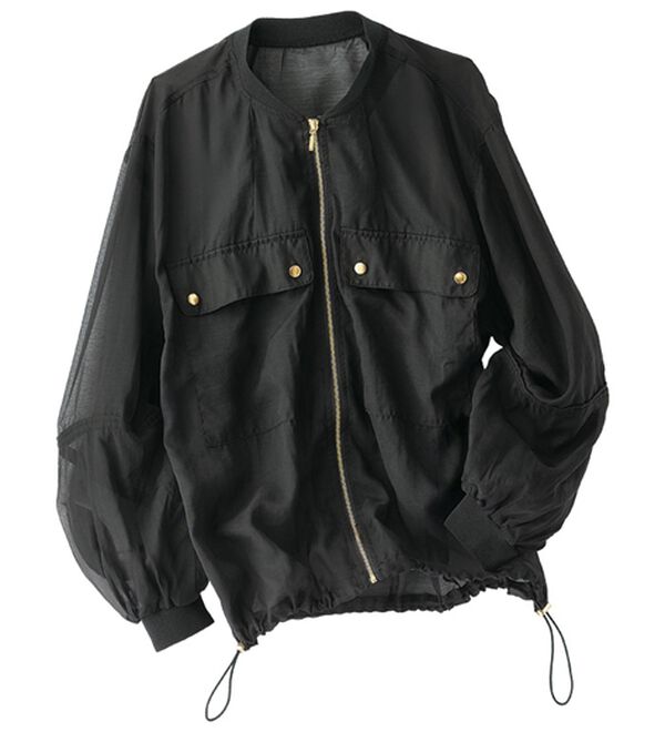 BELLUNA（ベルーナ）の「ゴールドジップシアーブルゾン（パーカー）」｜ブラック