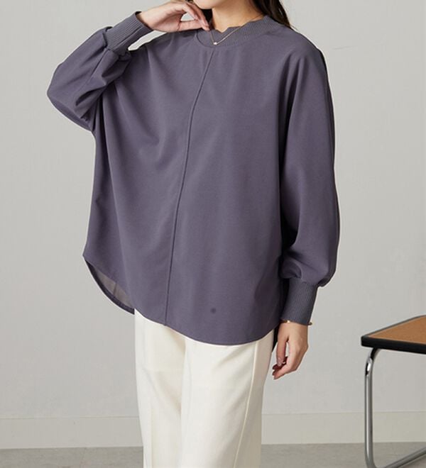 BELLUNA（ベルーナ）の「Ｔシャツ感覚なのにきちんとブラウス見え！カットジョーゼットプルオーバー（カットソー）」｜詳細画像