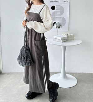 GeeRA（ジーラ）の「サイドラインドロストキャミワンピース（その他ワンピース）」｜チャコールグレー