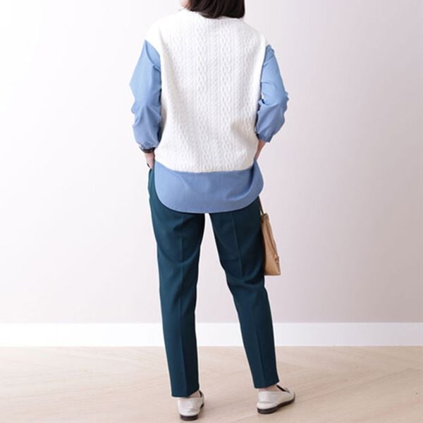 BELLUNA（ベルーナ）の「ケーブルジャカード切替重ね着風チュニック（チュニック）」｜詳細画像