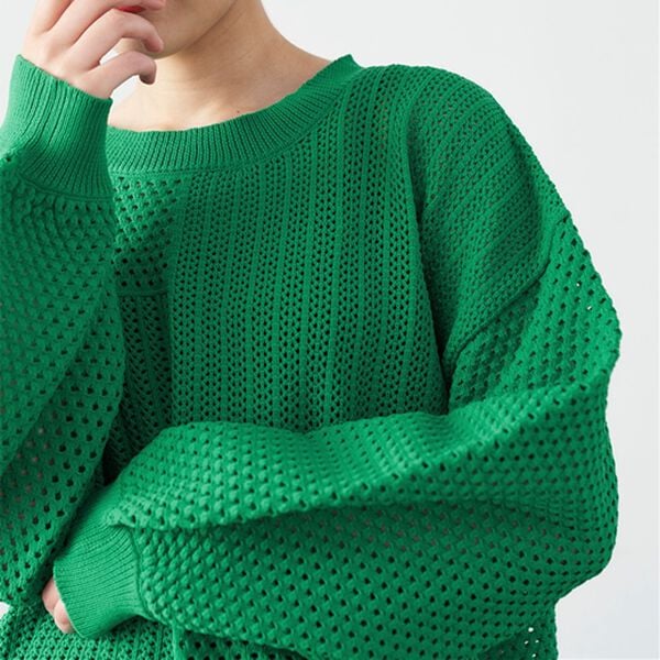 RANAN（ラナン）の「メッシュ素材透かし編みニット（ニット・セーター）」｜詳細画像