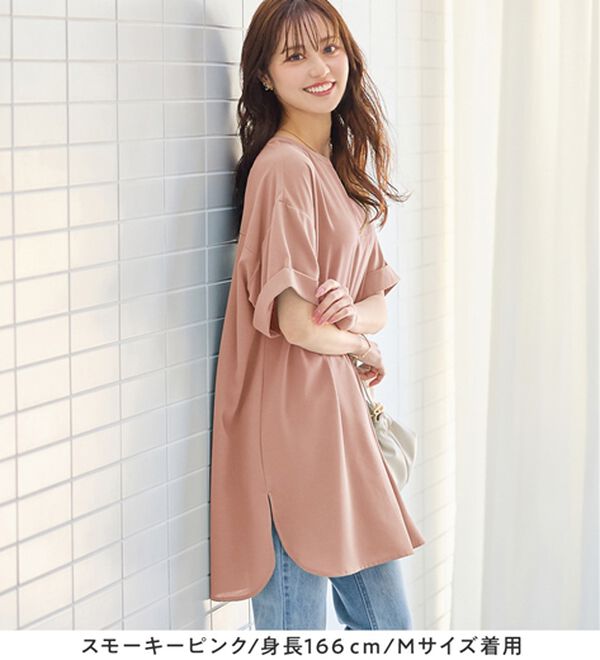 alotta（アロッタ）の「スキッパーとろみブラウスチュニック（ブラウス）」｜詳細画像