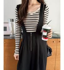 GeeRA（ジーラ）の「フロントジップハイウエストサロペット（オールインワン）」