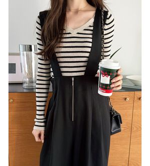 GeeRA（ジーラ）の「フロントジップハイウエストサロペット（オールインワン）」｜詳細画像