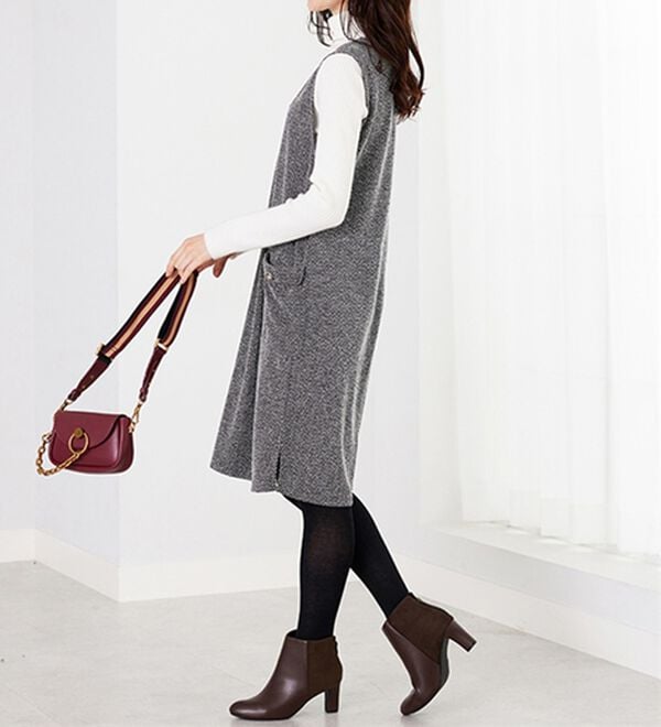 BELLUNA（ベルーナ）の「ツイード調タック使いジャンパースカート（チュニックワンピース）」｜詳細画像